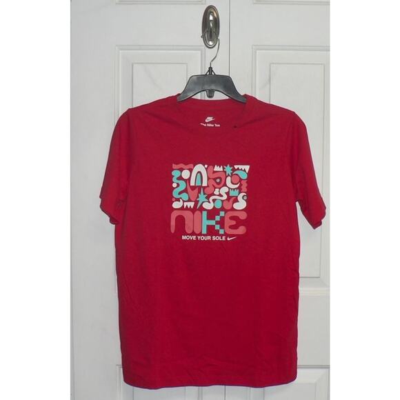 Nike Girls Move Your Soul Short Sleeve Crew Neck Graphic Cotton Tee Red XL $28 - Picture 2 of 5